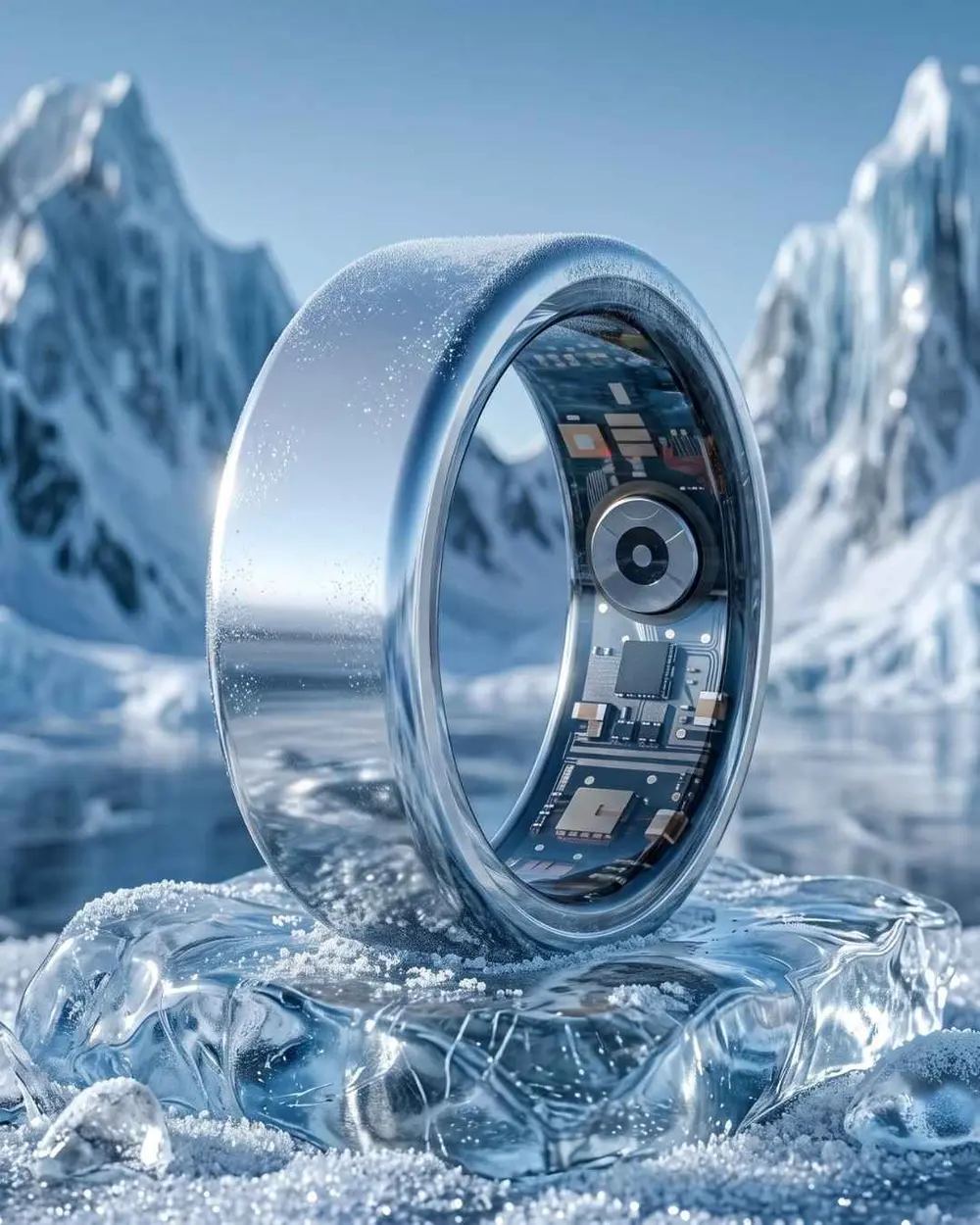 The Summit Ring in Glacier Silver, worn