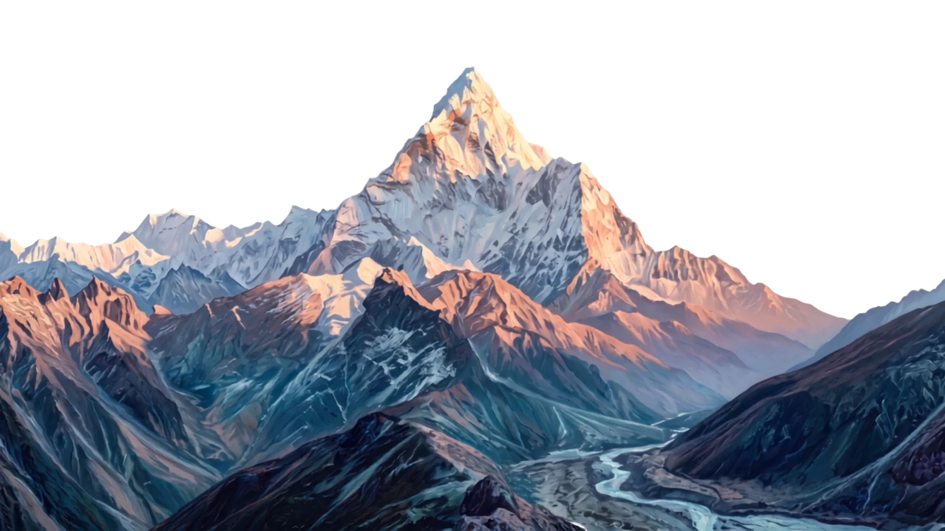A snow-capped peak at first light